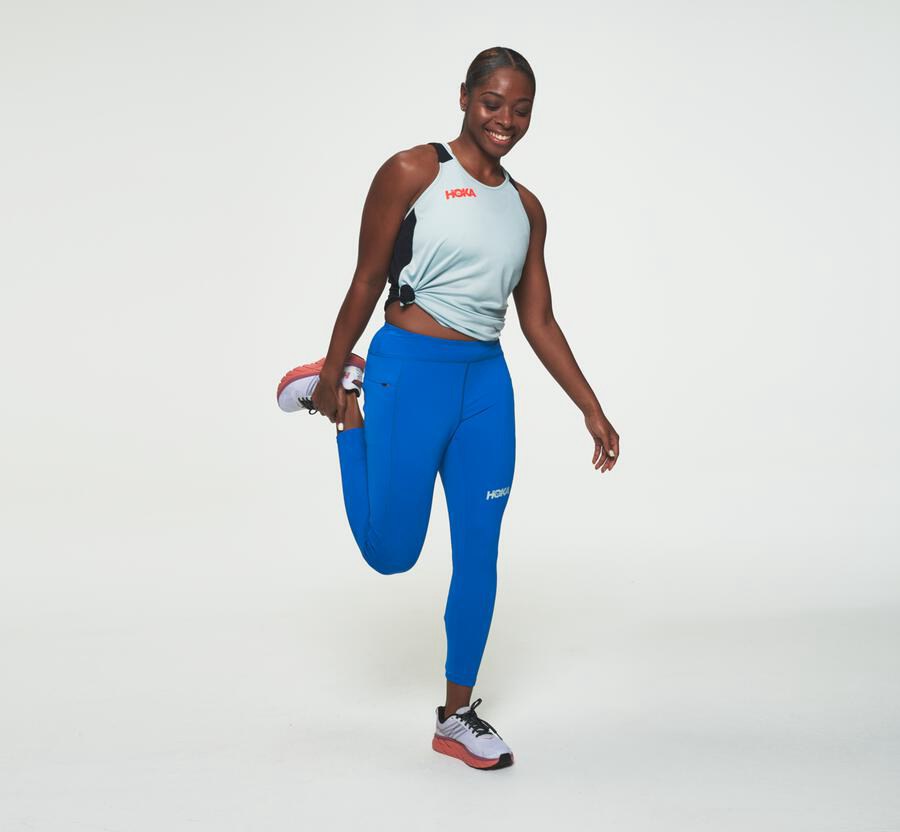 Hoka One One Bukser Dame - Performance Crop Tight - Blå - 163402FMQ